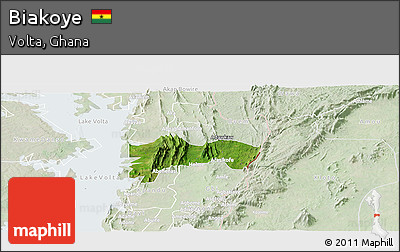 Satellite Panoramic Map of Biakoye, lighten