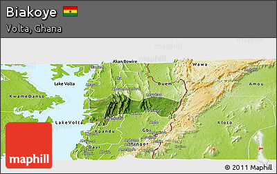 Satellite Panoramic Map of Biakoye, physical outside