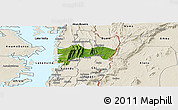 Satellite Panoramic Map of Biakoye, shaded relief outside