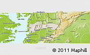 Shaded Relief Panoramic Map of Biakoye, physical outside