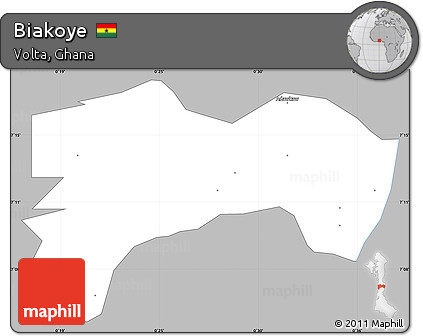 Gray Simple Map of Biakoye, single color outside