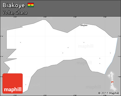 Gray Simple Map of Biakoye, single color outside