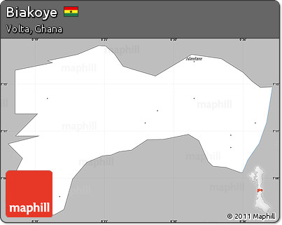 Gray Simple Map of Biakoye, single color outside