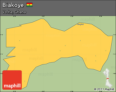 Savanna Style Simple Map of Biakoye, cropped outside