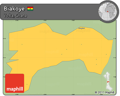 Savanna Style Simple Map of Biakoye, single color outside