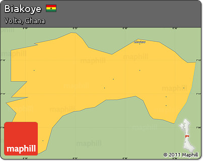 Savanna Style Simple Map of Biakoye, single color outside