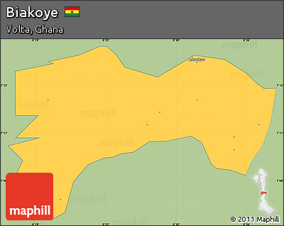 Savanna Style Simple Map of Biakoye, single color outside