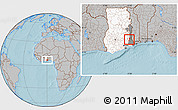 Gray Location Map of Dayi, highlighted country, highlighted parent region, hill shading