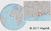 Gray Location Map of Dayi, highlighted parent region, within the entire country, hill shading