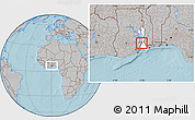 Gray Location Map of Dayi, highlighted parent region, hill shading