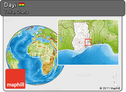 Physical Location Map of Dayi, highlighted country