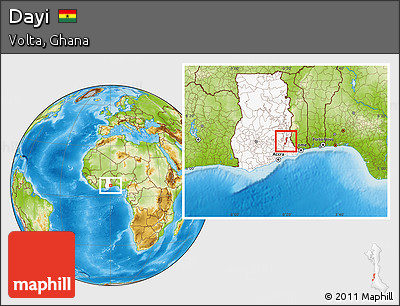 Physical Location Map of Dayi, highlighted country