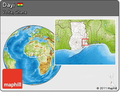 Physical Location Map of Dayi, highlighted country