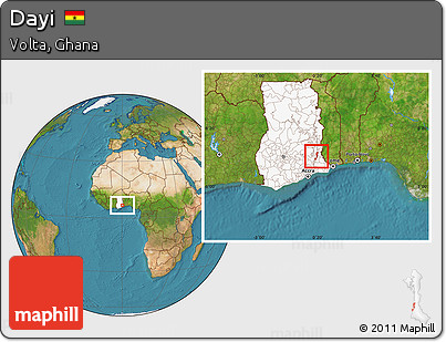 Satellite Location Map of Dayi, highlighted country