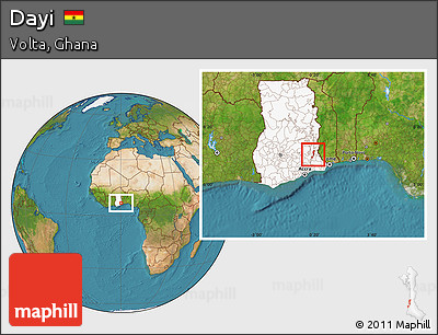 Satellite Location Map of Dayi, highlighted country