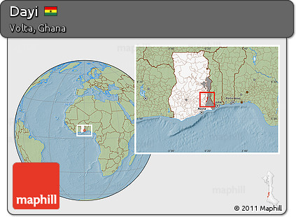 Savanna Style Location Map of Dayi, highlighted country, highlighted parent region, hill shading