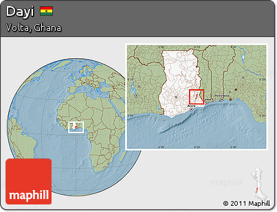 Savanna Style Location Map of Dayi, highlighted country, hill shading