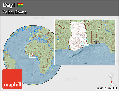 Savanna Style Location Map of Dayi, highlighted country, hill shading