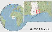 Savanna Style Location Map of Dayi, highlighted country, hill shading