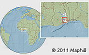 Savanna Style Location Map of Dayi, highlighted parent region, hill shading