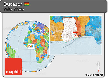 Political Location Map of Dutasor, highlighted country