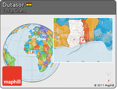 Political Location Map of Dutasor, highlighted country