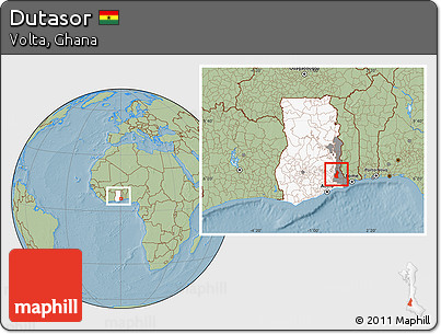 Savanna Style Location Map of Dutasor, highlighted country, highlighted parent region, within the entire country, hill shading