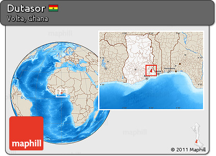 Shaded Relief Location Map of Dutasor, highlighted country