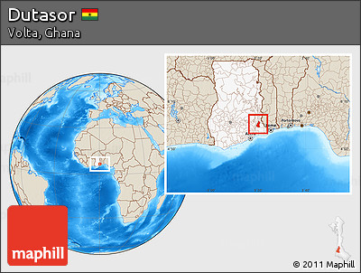 Shaded Relief Location Map of Dutasor, highlighted country