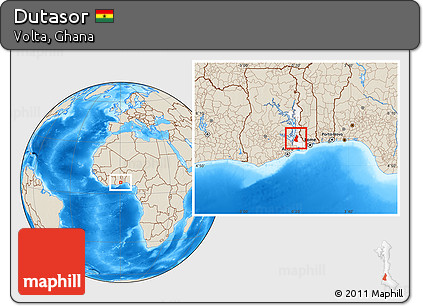 Shaded Relief Location Map of Dutasor, highlighted parent region