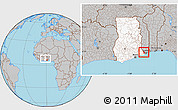 Gray Location Map of Dzoze, highlighted country, within the entire country