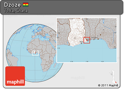 Gray Location Map of Dzoze, highlighted country