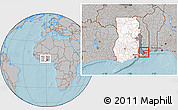 Gray Location Map of Dzoze, highlighted country, highlighted parent region, within the entire country, hill shading
