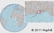 Gray Location Map of Dzoze, highlighted parent region, hill shading