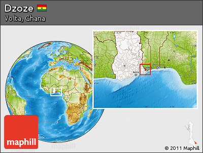 Physical Location Map of Dzoze, highlighted country