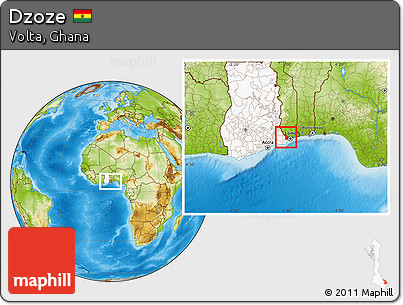 Physical Location Map of Dzoze, highlighted country