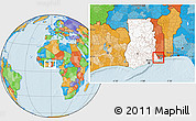 Political Location Map of Dzoze, highlighted country, within the entire country