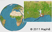 Satellite Location Map of Dzoze, highlighted parent region, within the entire country
