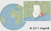 Savanna Style Location Map of Dzoze, highlighted country, within the entire country, hill shading