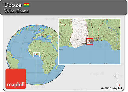 Savanna Style Location Map of Dzoze, highlighted country