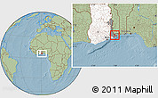 Savanna Style Location Map of Dzoze, highlighted country, highlighted parent region, hill shading
