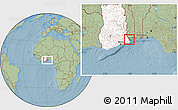 Savanna Style Location Map of Dzoze, highlighted country, hill shading