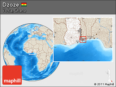 Shaded Relief Location Map of Dzoze, highlighted country, highlighted parent region