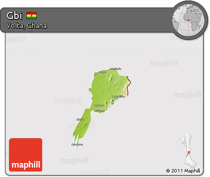 Physical 3D Map of Gbi, cropped outside