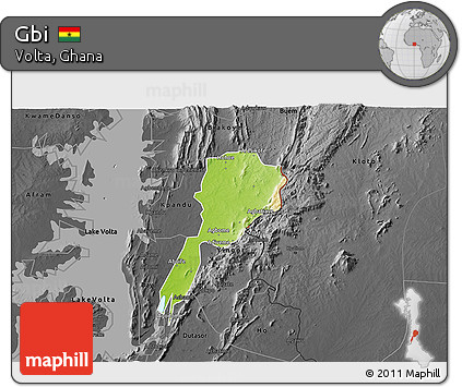 Physical 3D Map of Gbi, darken, desaturated