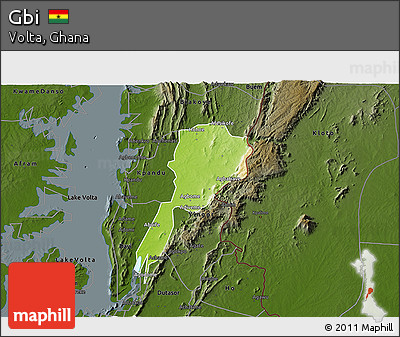Physical 3D Map of Gbi, darken