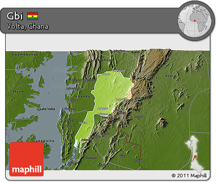 Physical 3D Map of Gbi, darken