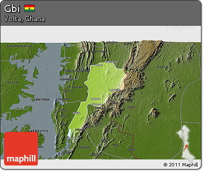 Physical 3D Map of Gbi, darken