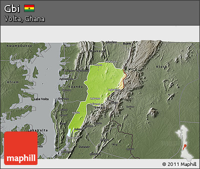 Physical 3D Map of Gbi, darken, semi-desaturated