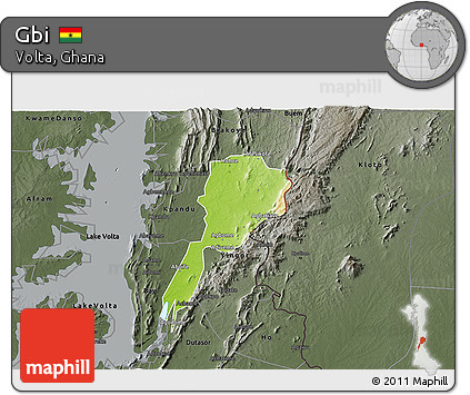 Physical 3D Map of Gbi, darken, semi-desaturated